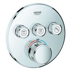 Grohe Thermostat Grohtherm SmartControl rund Fertigset mit 3 Absperrventile, 