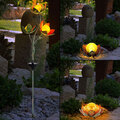 Solarleuchte Außenlampe Gartenlampe Lotus Blumen Crackle-Glas Kugel Blüten LED