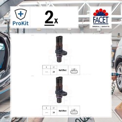 2x ORIGINAL® Facet 9.0774 Sensor, Nockenwellenposition, Drehzahlsensor