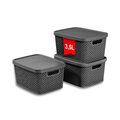 Aufbewahrungsbox mit Deckel Korb 3er XXL Set Organizer Bad Schuh Küche Regal