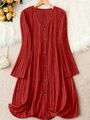 Strickkleid SHIRTKLEID Winterkleid Gr. 5XL 52 54 56 58 Übergröße Rot  Stretch 