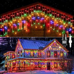 LED Eisregen Lichterkette 8 Modi Vorhang Außen Eiszapfen Weihnachten 200-600LEDs