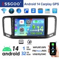 1+32G Android 14 Autoradio Carplay GPS Navi Für VW Sharan II 7N WIFI 2USB RDS FM