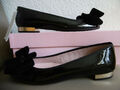Schwarze Pretty Ballerinas  Lack-Leder  große Samtschleife steif  Gr 37 hoher NP