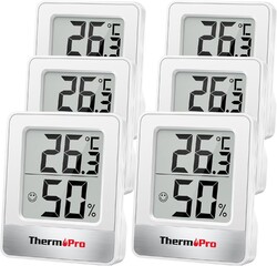 ThermoPro TP49-6 Hygrometer Thermometer Innenraum 6 Stück Digital Mini Weiß