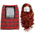 ERWACHSENE SCHOTTLAND SCHOTTISCHER MANN KOSTÜM KILT PERÜCKE BART SCHICKKLEID BRENNT NACHT