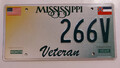 266V MISSISSIPPI Veteran License Plate Kennzeichen U.S. ARMED FORCES