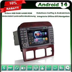 8-Kern DAB+64GB Android 14 Autoradio GPS Navi für Mercedes S/CL Klasse W220 W215
