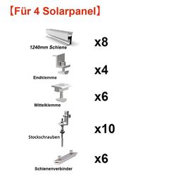 PV Photovoltaik Flachdach Montage Modul Befestigung Schiene Solar Halterung Set*