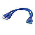 2 Port USB 3.0 A Stecker zu 20 Pin Stecker Header Motherboard Verlängerung Kabel