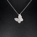 Wert 790 € Diamant Schmetterling Anhänger mit Kette in 750 18 Karat Weiß Gold