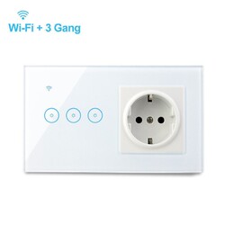 TUYA Smart Life WiFi Glas Touch Lichtschalter Wandschalter Wandsteckdose Alexa