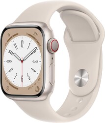 Apple Watch Series 8 [GPS + Cellular, inkl. Sportarmband polarstern] 41mm Alum A