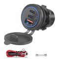 Auto Dual USB C Steckdose 3.0 QC PD 12V Einbau Buchse Wasserdicht KFZ Ladegerät