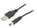 AK-DC-04 Kabel USB A-Stecker,DC 5,5/2,5 Stecker gerade schwarz 0,8m AKYGA