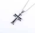 UNISEX ANHÄNGER KREUZ EDELSTAHL SCHWARZ SILBERFARBEN MIT KETTE KRUZIFIX