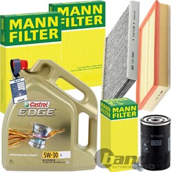 MANN INSPEKTIONSPAKET+CASTROL 5W-30 ÖL passend für 1.6-2.0 AUDI A3 SKODA OCTAVIA