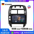 6+128GB Carplay Android14 Autoradio GPS Navi BT FM DAB+ Für VW Polo 9N 2001-2009