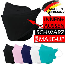 FFP2 Maske schwarz 🖤 innen außen, Fischform 🥰 CE Masken 5x 10x 20x 50x Stück🌟🌟🌟 ideal für Schminke 👩  Make-Up ✨ Lippenstift 💄