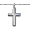 Zirkonia Kreuz blau Anhänger Junge Kommunion Firmung Taufe Kette Silber 925