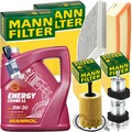 MANN INSPEKTIONSPAKET+5L MANNOL NRG 5W-30 ÖL passend für AUDI A4 B8 A5 8T 2.0TDI