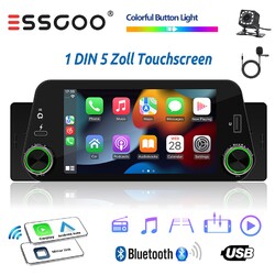 Autoradio 1DIN 5" Wireless Apple Carplay Android Auto BT FM USB Typ-C Mik Kamera