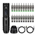 Tattoo Maschine Set Wireless Profi Akku 1800mAh Cartridge Nadeln Anfänger