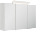 Badezimmer Spiegelschrank 3-türig LED-Acryllampe 120cm Weiß Hochglanz Badschrank