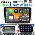 DAB+ Für Peugeot 208/2008 2013-2018 6+128G Android 14 Autoradio GPS Navi CarPlay