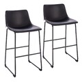 B-Ware SVITA JOHN 2-er Set Barhocker Stuhl Rückenlehne Retro Kunstleder Schwarz