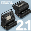 2in1 Tragbare Gasheizung 1,3KW Camping Butan Gas Kocher Zeltheizung Heizstrahler