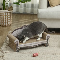 PawHut Katzenkratzbrett 2-in-1 Papplounge mit Katzenminze, braun