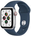 Apple Watch SE (1. Gen) (GPS, 40mm) Gehäuse Silber, Sportarmband Abyssblau, NEU