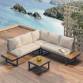Outdoor Garnitur Sitzgruppe Metall Eck Lounge Sofa Set Patio Garten Möbel Set