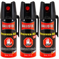 Ballistol PFEFFER-KO JET Tierabwehr Spray CS Fadenstrahl Pfefferspray 3x50 ml