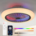 RGB Musik LED Deckenleuchte Sternenklarer Fan Deckenventilator+App Fernbedienung