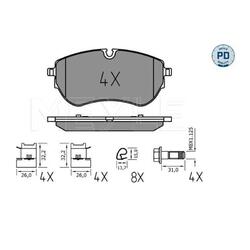 Meyle 025 226 4420/PD Bremsbelagsatz Scheibenbremse Vorne für VW Amarok