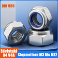 Selbstsichernde Stopmuttern Sicherungsmutter V2A M2 - M20 DIN 985 Edelstahl A2