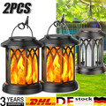 2x LED Solar Laterne Gartenleuchte Solarleuchte Solarlampe Terrasse Flammenlicht