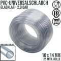10 x 14 mm PVC Schlauch Aquarium Luft Wasser universal glasklar - 25 m Rolle