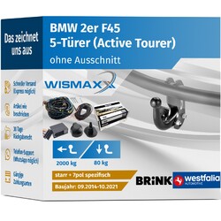 AHK für BMW 2er F45 Active Tourer 14-21 starr WESTFALIA +7pol E-Satz BRINK