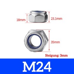 M2-M24 Sicherungsmutter Selbstsichernde Muttern DIN 985 Edelstahl A2 V2A A4 V4A
