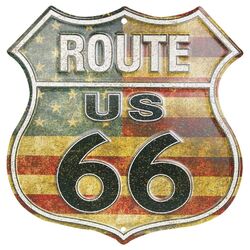 US Schild Wappen Route US  66 USA Flagge 30 x 30 cm motivgeprägt neu + ovp 