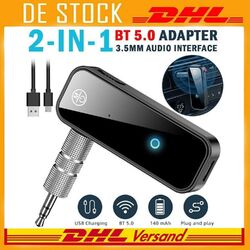 ~Bluetooth Audio Receiver KFZ Adapter AUX Kabel Auto 3.5mm Klinke USB Empfänger~