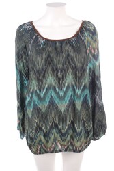 Charles Vögele Bluse Zickzack Muster D 46 olivgrün dunkelblau