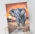 Aquarell Elefant Gemälde  Original, Kunstwerk, Elefanten Bilder, Wandbild, Deko