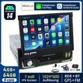 DAB+ Android 14 1 DIN 7" Autoradio Carplay GPS NAVI WIFI BT RDS FM MIK KAM 4+64G