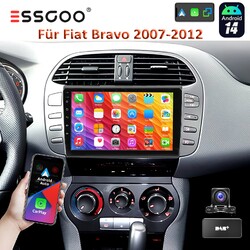 9" Autoradio DAB+ Für Fiat Bravo II 2007-2012 Android 14 Carplay 32G GPS RDS Kam