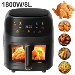 8L Heißluftfritteuse Fritteuse Heißluft Digitale Edelstahl Air Fryer Backen NEU
