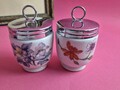 K29) 2 Royal Worcester Egg Coddler King Size Woodland Astley H: 11cm